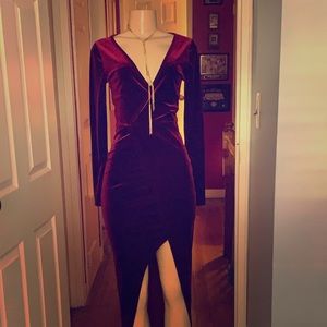Burgundy velvet dress price is Firm